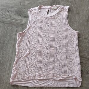 Pink Rose Pale Pink Lace-Front Sleeveless Tank